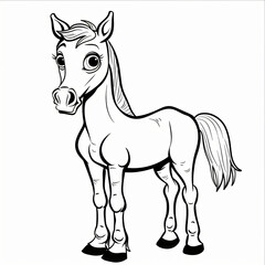 Obraz premium Horse children coloring book page