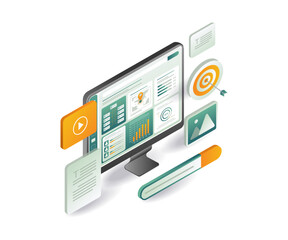 A computer monitor displaying various icons and symbols