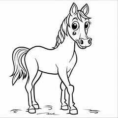 Obraz premium Horse children coloring book page