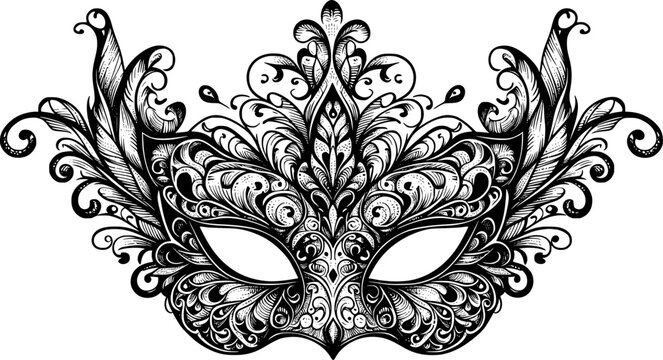 carnival mask on black, masquerade mask on black, Vector Illustration. mardi gras carnival mask.