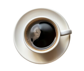 Coffee cup isolated on transparent background, top view