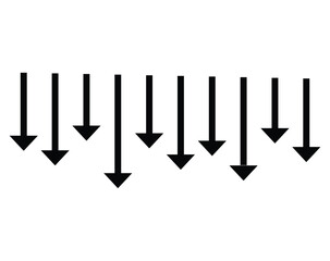 arrows showing  downward direction. reduction or loss concept