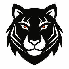 Tiger head silhouette black and white vector art illustration