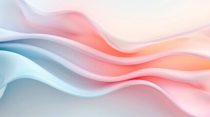 Naklejka premium Gentle Waves of Color, Soft billowing layers in pastel hues of blue, pink, and white flow gracefully, creating a serene and calming visual experience perfect for backgrounds.