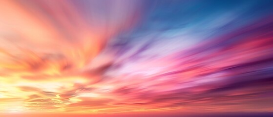Obraz premium Vibrant twilight skies, swirling hues of pink and orange blend into cool blues, evoking a sense of calm as day transitions into night, nature’s serene masterpiece displayed.