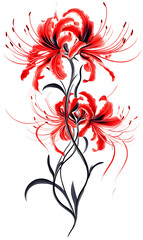 PNG Tattoo illustration of a red spider lily graphics painting dynamite.