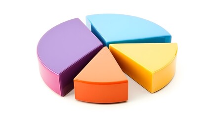 Detailed colorful pie chart diagram showcased on a clean white background highlighting data analytics and business reporting concepts in a minimalist and visually appealing way