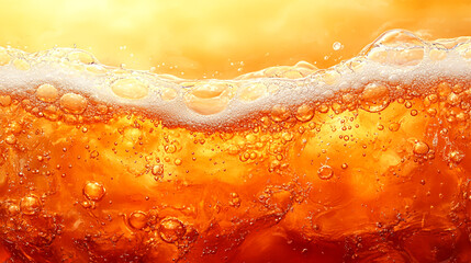 Refreshing Beer Bubbles Close-Up in Detailed Watercolor Style Illustration