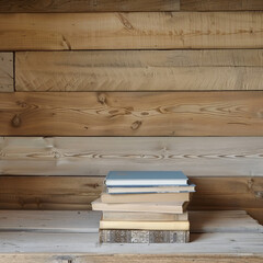 wooden table on wooden wall background