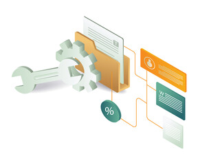 A wren standing near a folder with icons, indicating the theme of repairing