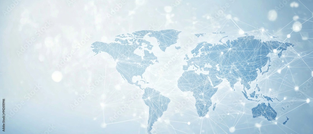 Aufkleber digital world map with global network connections on a light blue background