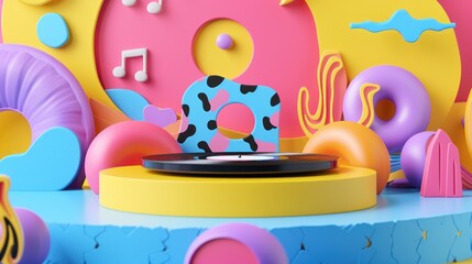 Abstract colorful background with a turntable.