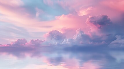 Naklejka premium Dreamy Sunset Sky Reflection on Water.