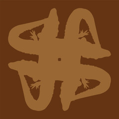 a crocodile ceramic design that is rotated to form an abstract design