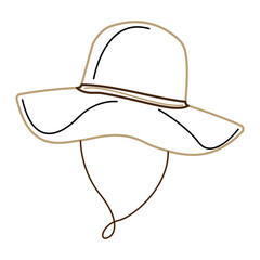 Panama Hat Line Art Illustration suitable for completing designs related to the types of hats
