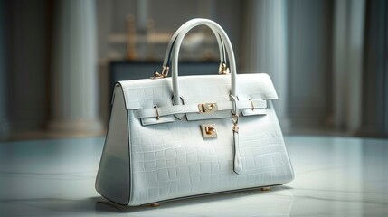 A prestigious expensive white color women's bag. Generative AI.
