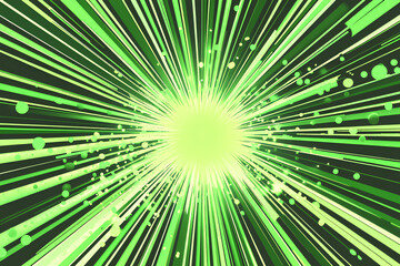 Obraz premium Green comic background. Abstract lines background. Bright sunshine. Design frame for book title. Explosive polka texture. Beam action. The fast boom is rectangular in shape. Vector illustration