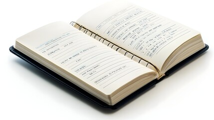 Obraz premium Open Financial Planner Book on Budgeting and Accounting Concepts Isolated on Clean White Background for Business Finance and Investment Idea