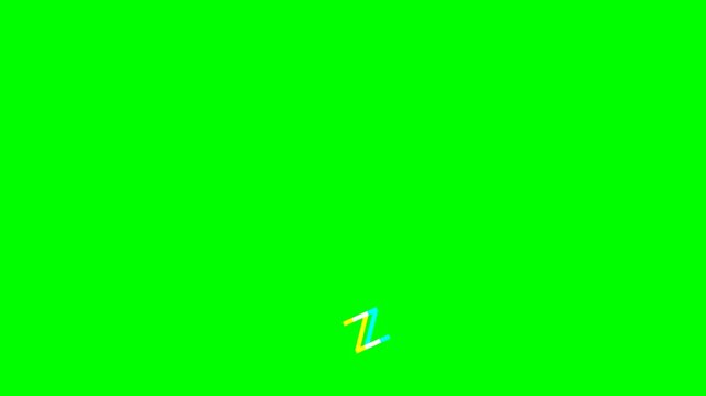 Letter z sleep symbol. Sleep video element isolated on green background