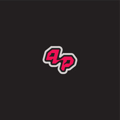 dynamic line monogram logo cool esport concept PP bold sporty gaming style letter