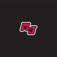 dynamic line monogram logo cool esport concept MJ bold sporty gaming style letter