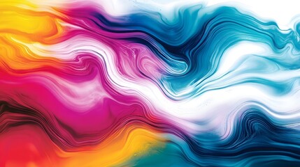 Obraz premium Artistic Color Splash Abstract Wallpaper - Wavy Design with Lively Hues for Creative Digital Projects