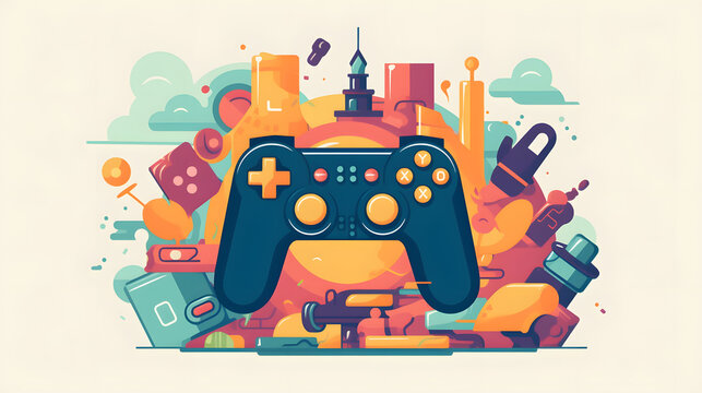 Marker games illustration flat vector