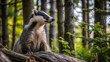Obraz premium European Badger in Forest Habitat.