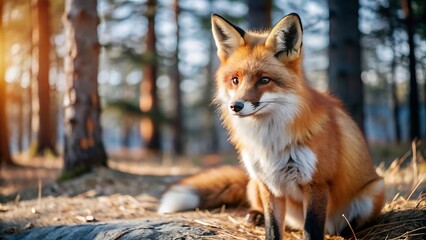 Red Fox in Forest.