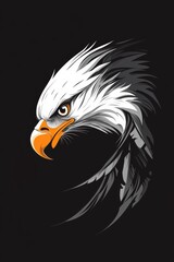 Fototapeta premium A vector design for a t-shirt print featuring a bald eagle. A clean-lined vector eagle in a modern and striking look