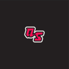 dynamic line monogram logo cool esport concept QS bold sporty gaming style letter