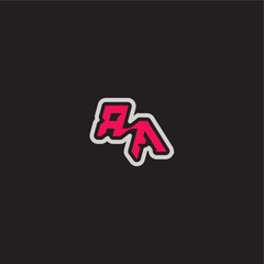 dynamic line monogram logo cool esport concept RA bold sporty gaming style letter