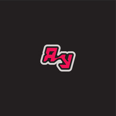 dynamic line monogram logo cool esport concept RY bold sporty gaming style letter