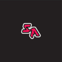 dynamic line monogram logo cool esport concept SA bold sporty gaming style letter