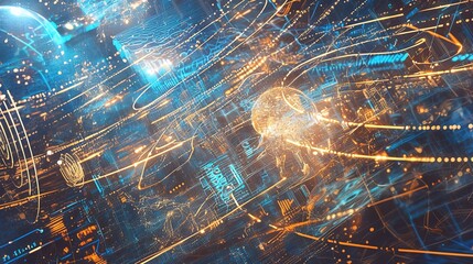 A depiction of the digital world with artificial intelligence.