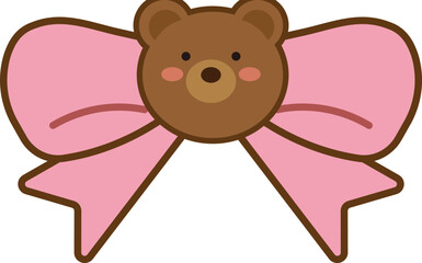 Cute bunny bear bow decorative illustration