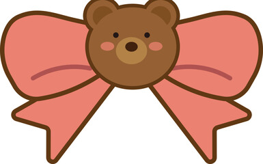 Cute bunny bear bow decorative illustration