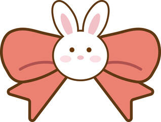 Cute bunny bear bow decorative illustration