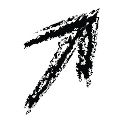 Black grungy brush stroke arrow isolated on white background