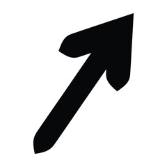 Black grungy brush stroke arrow isolated on white background