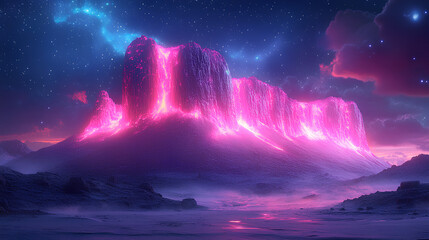 Fototapeta premium illustration of Aso Rock mountain neon background in Abuja Nigeria