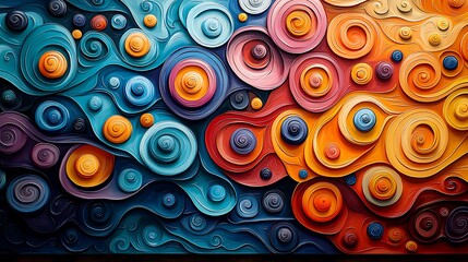Psychedelic art style depicting the energy and vibrancy of the workforce on Labour Day, with swirling patterns and abstract shapes 