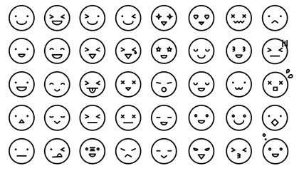 シンプルな色々な表情のアイコンセット　顔　感情