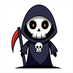 Halloween scary Grim reaper isolated on a white background, Halloween character vector set.