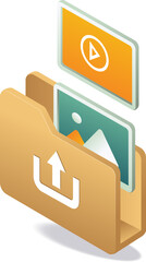 Folder icon with picture inside, representing a digital folder with image files