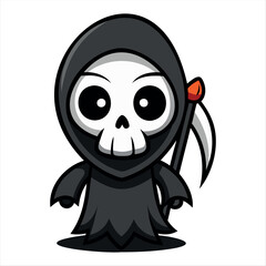 Halloween scary Grim reaper isolated on a white background, Halloween character vector set.