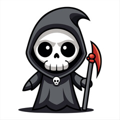 Halloween scary Grim reaper isolated on a white background, Halloween character vector set.