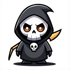 Halloween scary Grim reaper isolated on a white background, Halloween character vector set.