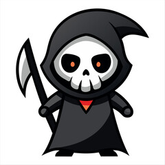 Halloween scary Grim reaper isolated on a white background, Halloween character vector set.