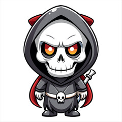 Halloween scary Grim reaper isolated on a white background, Halloween character vector set.